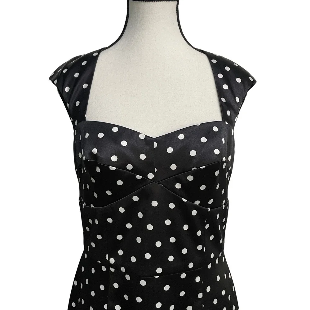 White House Black Market Sheath Dress Sz‎ 8 Polka Dot Pin-up Retro Cocktail Chic - Picture 3 of 13